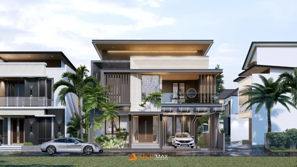 Desain Rumah Tropis Depok 2 Lantai