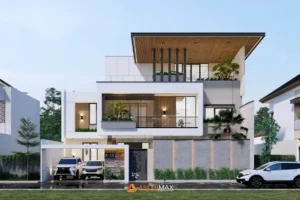 Desain Rumah Tropis 2 Lantai Mr. F – Bekasi